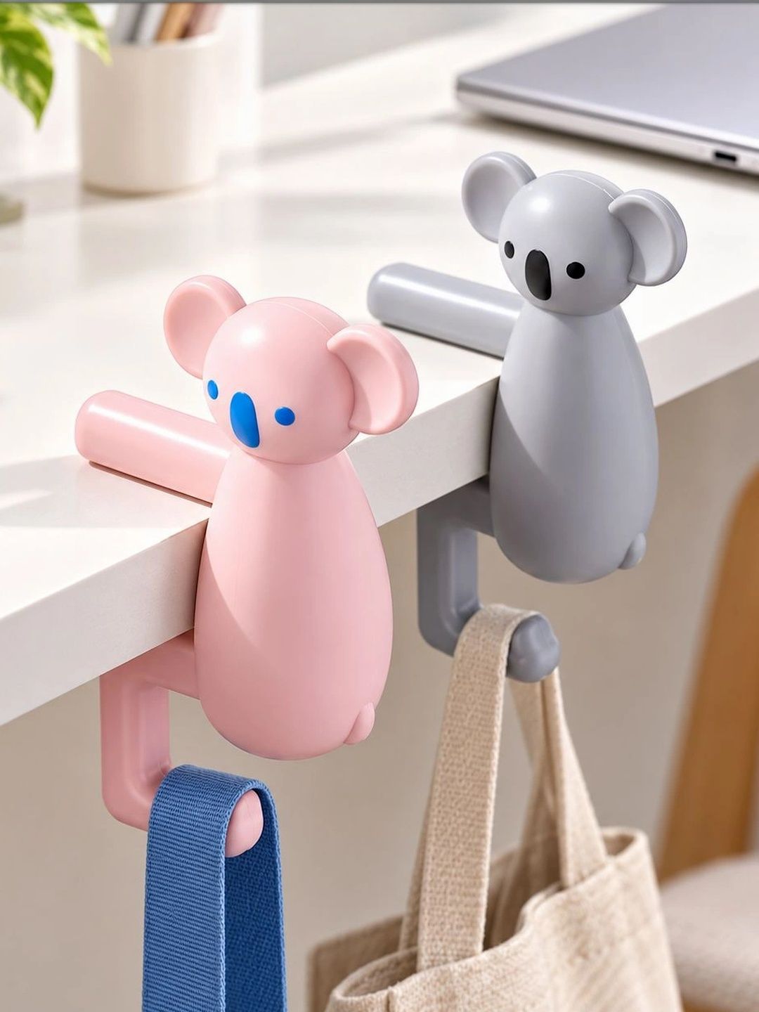 Spiaty Spiaty 2-pcs Pink & Grey Cute Koala Desk Clamp Hook