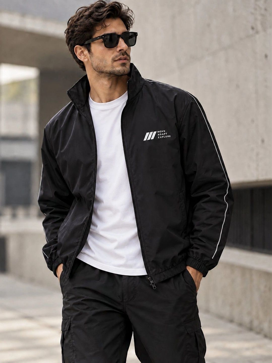 Mast & Harbour Mast & Harbour Men Typography Lightweight Sporty Jacket