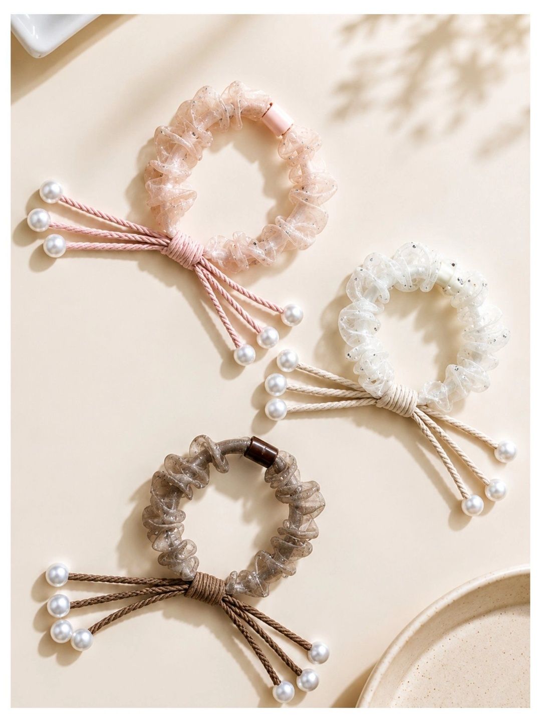 BMNM BMNM Women Set of 3 Beaded Ponytail Holders