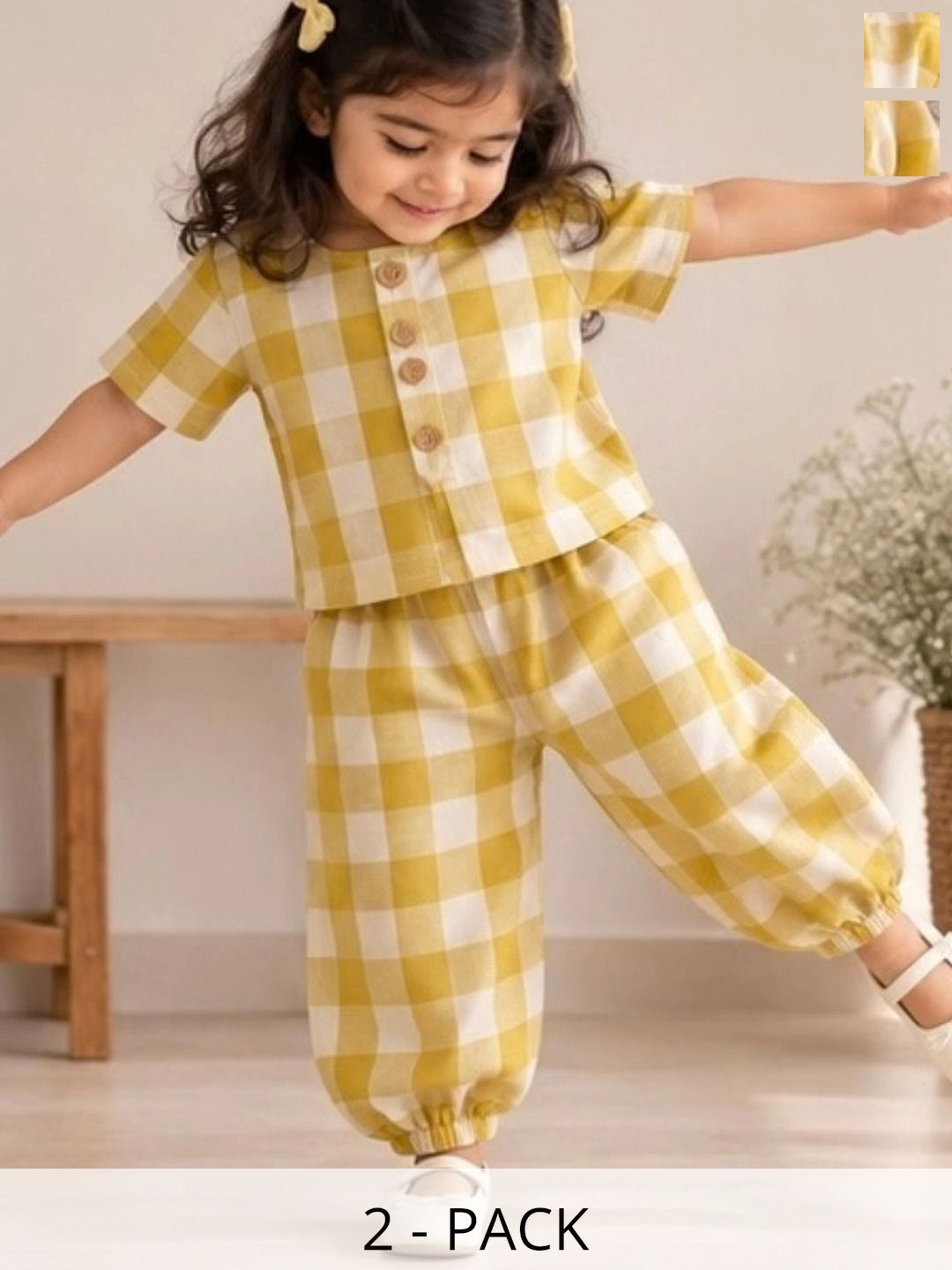 THE CUDDLEBERRY THE CUDDLEBERRY Girls Checked Top with Trousers