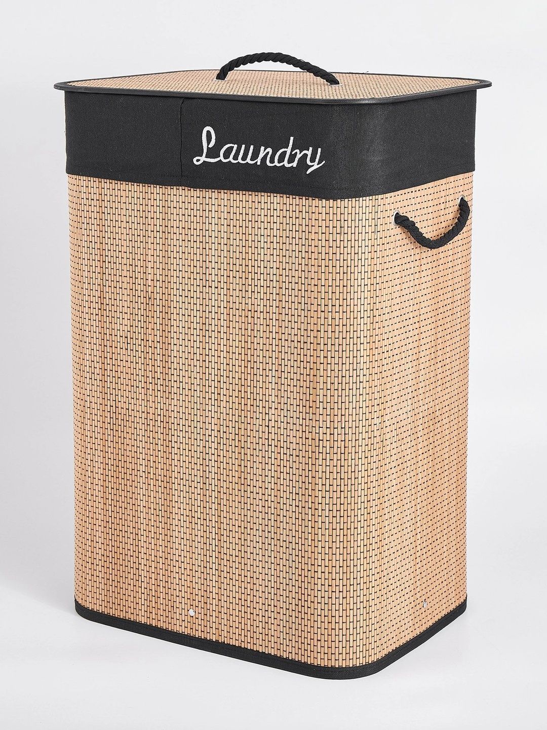 Home Centre Beige Textured Foldable Laundry Bag With Lid-picture-10