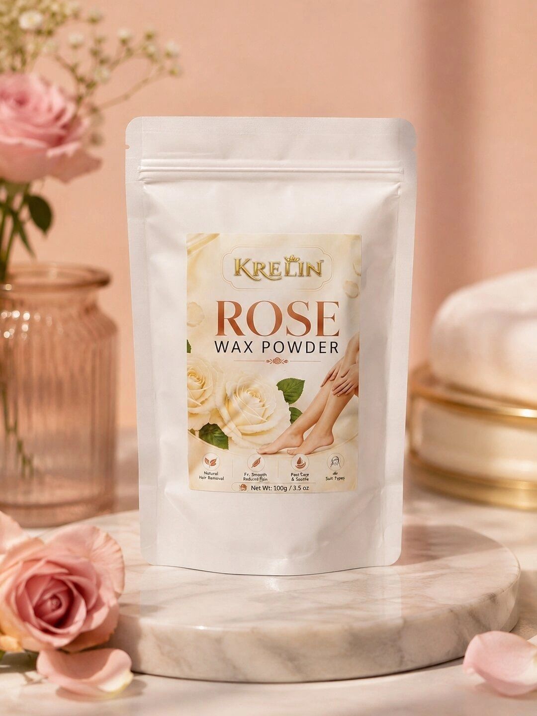 Krelin Rose Powder Wax For Natural Body Hair Removal - 100 g-picture-11