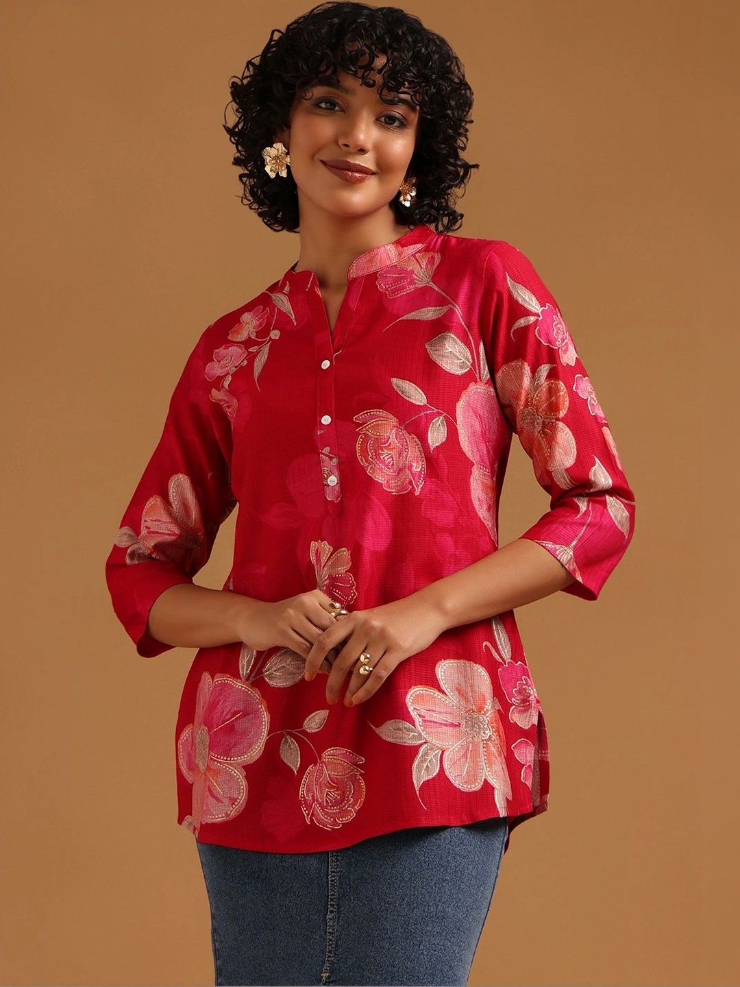 Soch Viscose Rayon Mandarin Collar Printed Tunic-picture-21