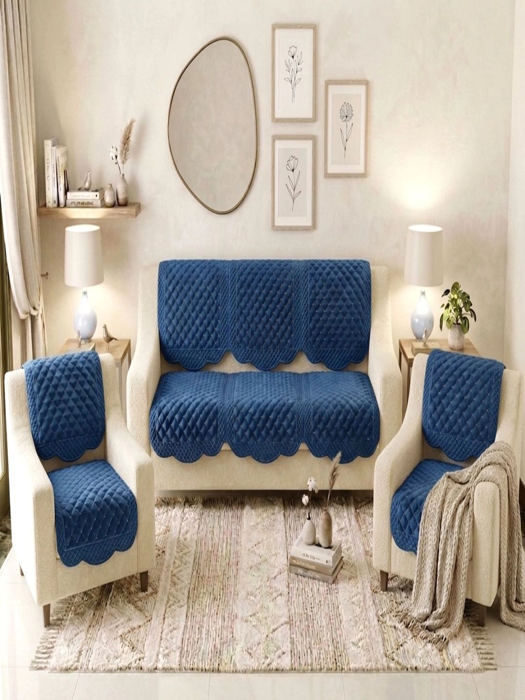 biggerfish navy blue sofa cover without arms