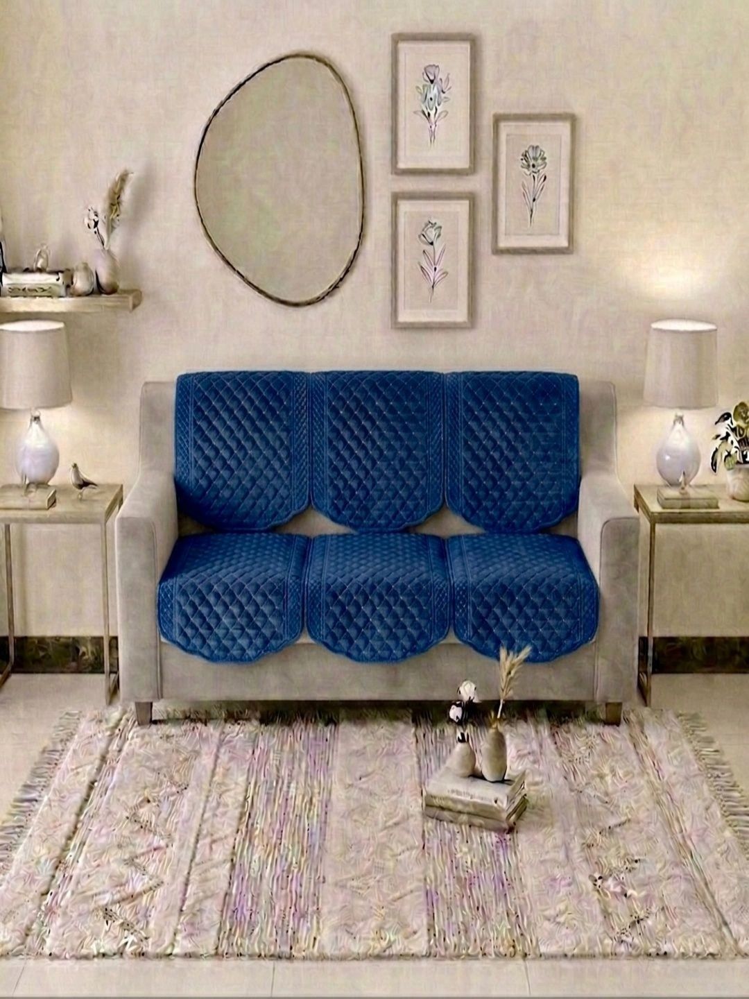 biggerfish navy blue sofa cover without arms