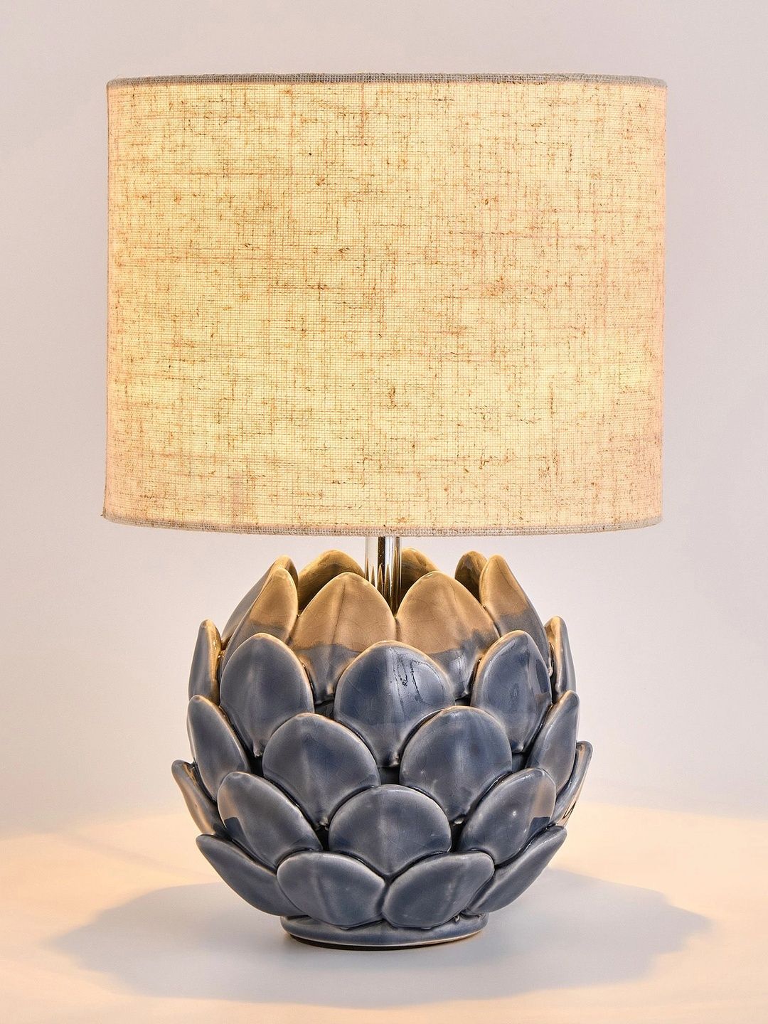 Home Centre Blue Textured Ceramic Abstract Shaped Table Lamp-picture-42