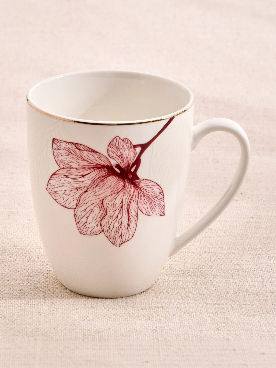 Home Centre White Floral Printed Porcelain Glossy Mugs Set of Cups and Mugs-picture-40