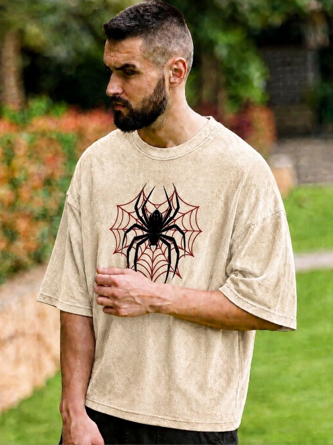 VELS CLOTHING Men Printed Drop-Shoulder Sleeves Bio Finish T-shirt
