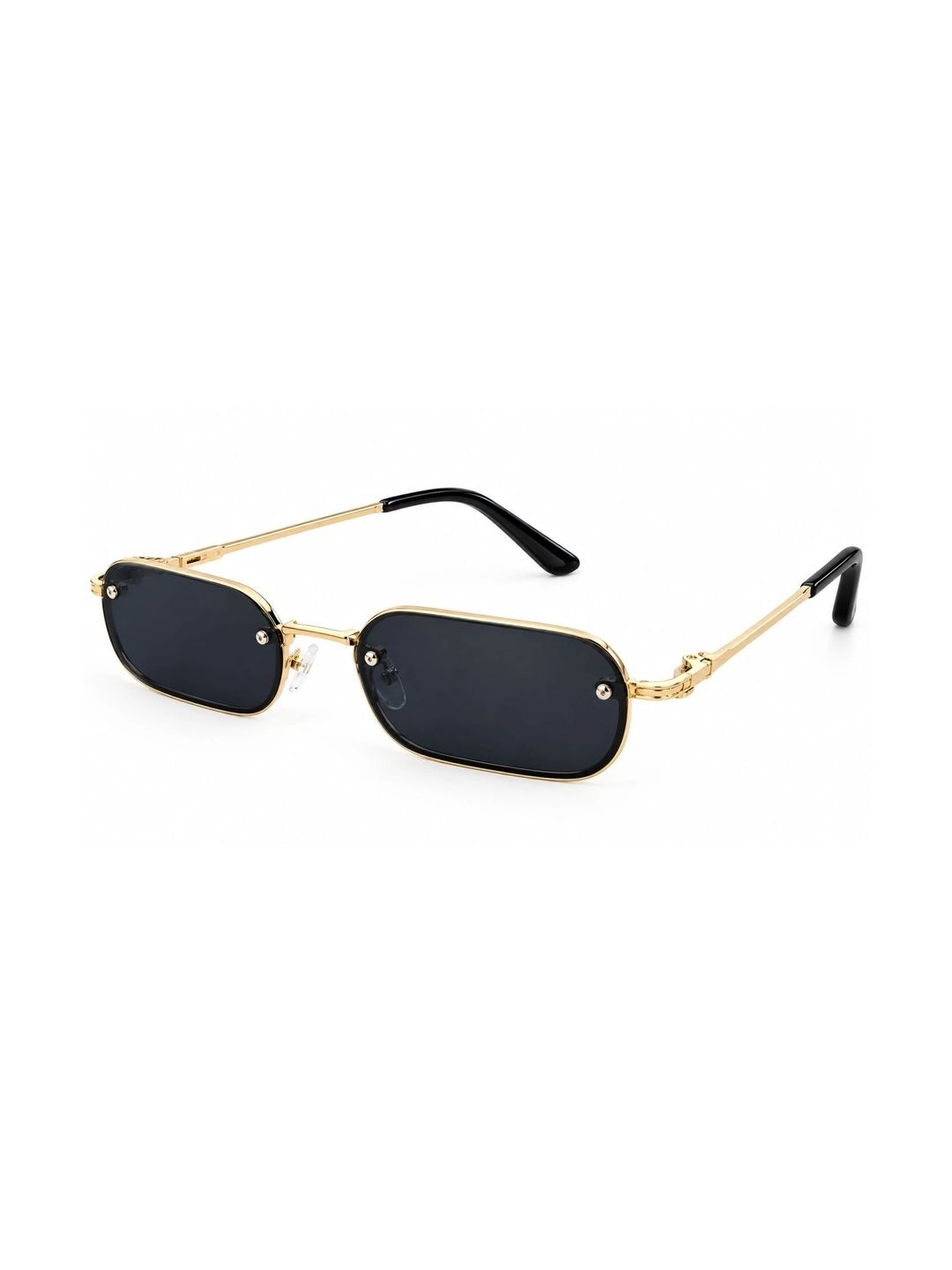 SPADEACES Unisex Black Lens & Gold-Toned Rectangle Sunglasses with-picture-21