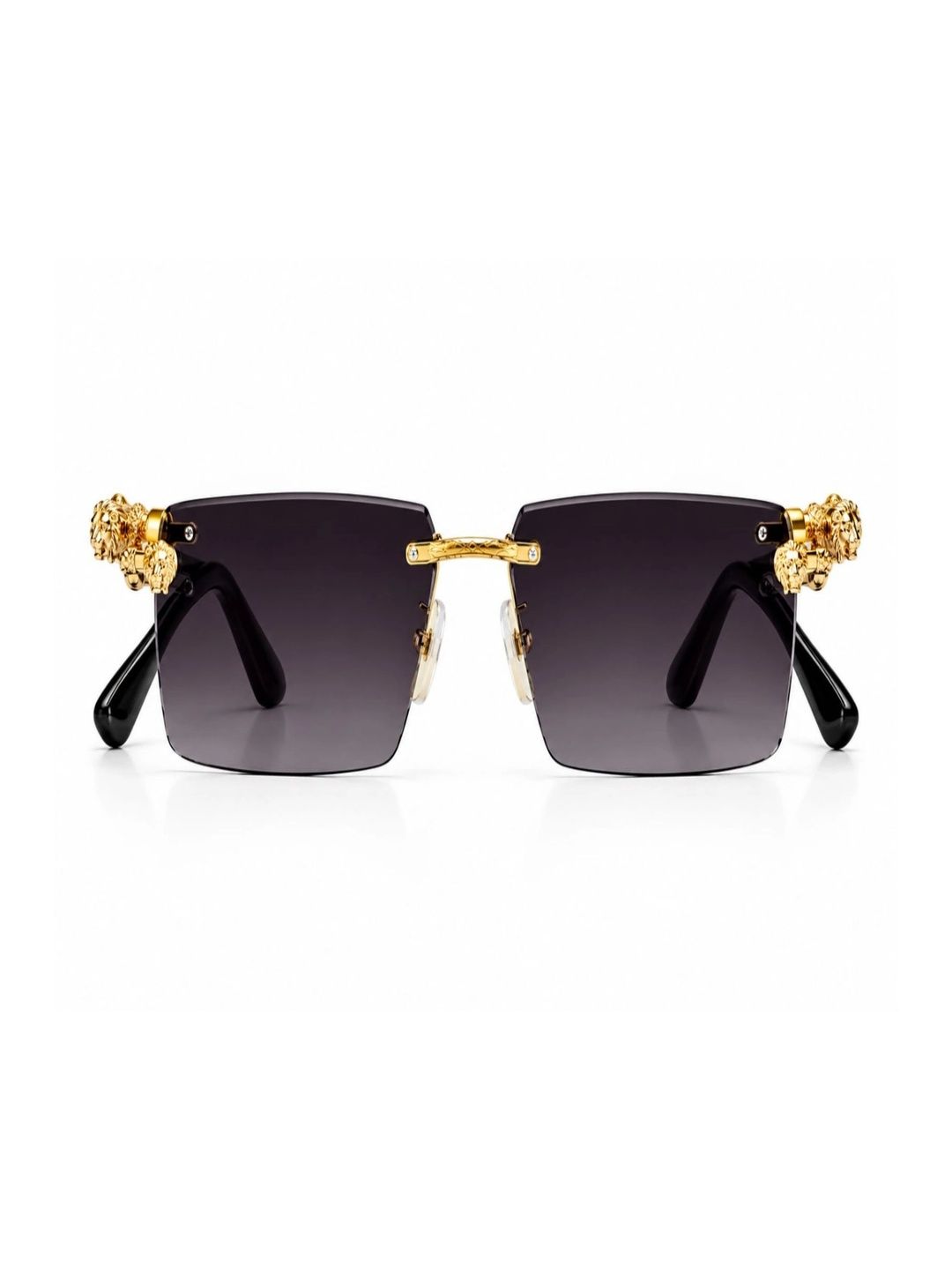 SPADEACES Unisex Grey Lens & Gold-Toned Rectangle Sunglasses with-picture-14