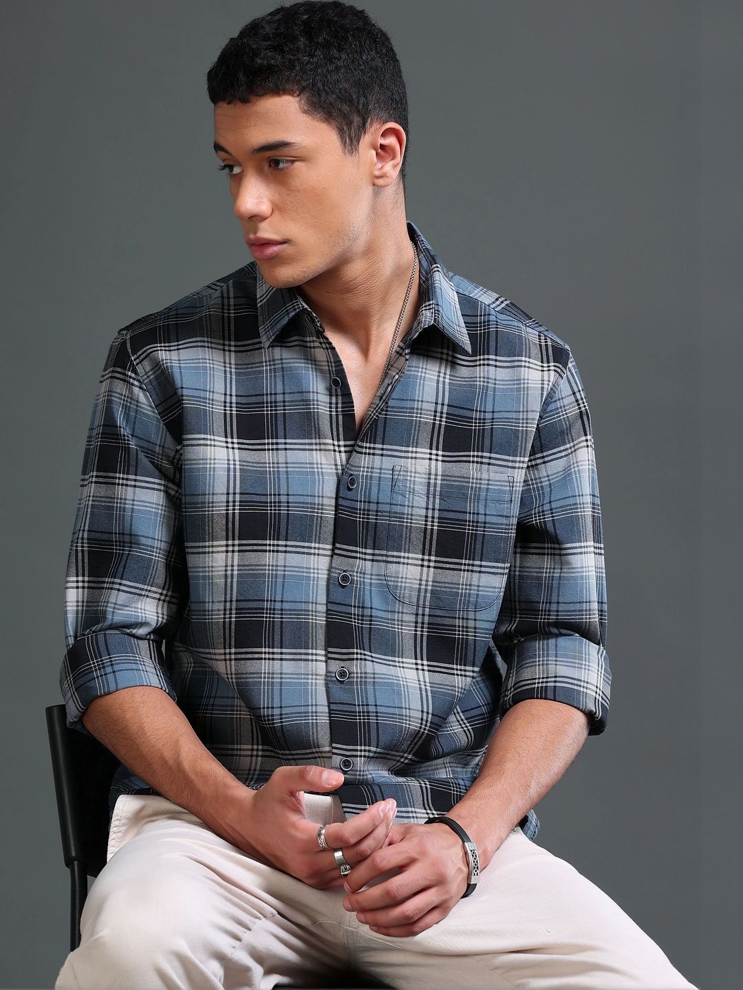 British Club Men Smart Tartan Checks Checked Casual Shirt-picture-14