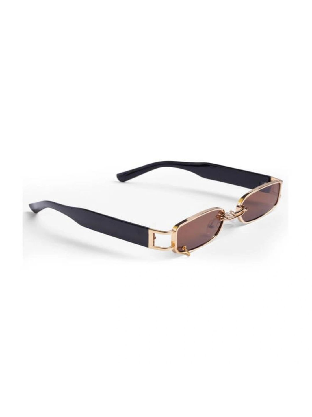 SPADEACES Unisex Brown Lens & Gold-Toned Rectangle Sunglasses with-picture-23