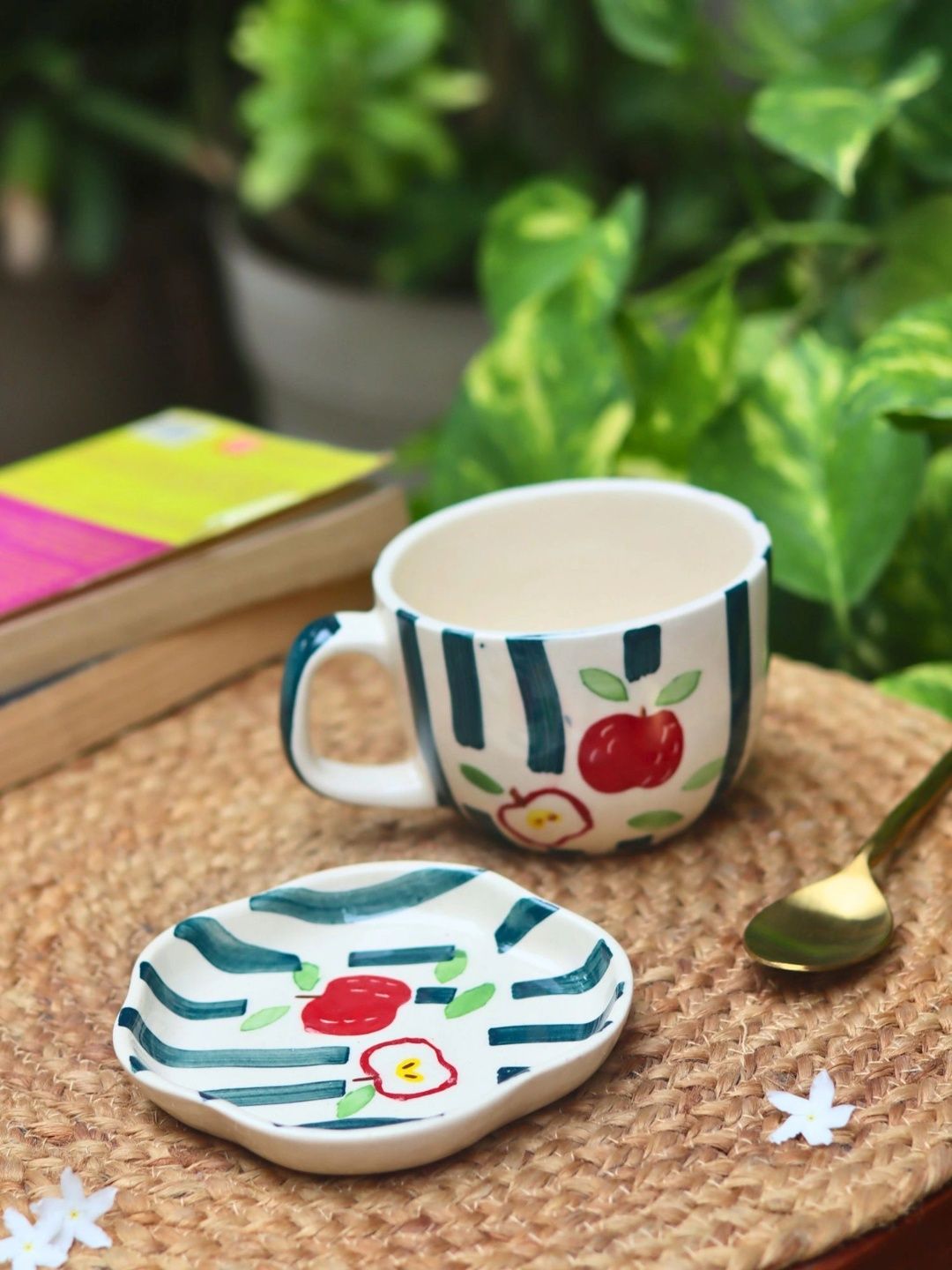 Myntra Elegant Homes Multicoloured Hand Painted Printed Ceramic Glossy Cups Set of Cups and Mugs-picture-45