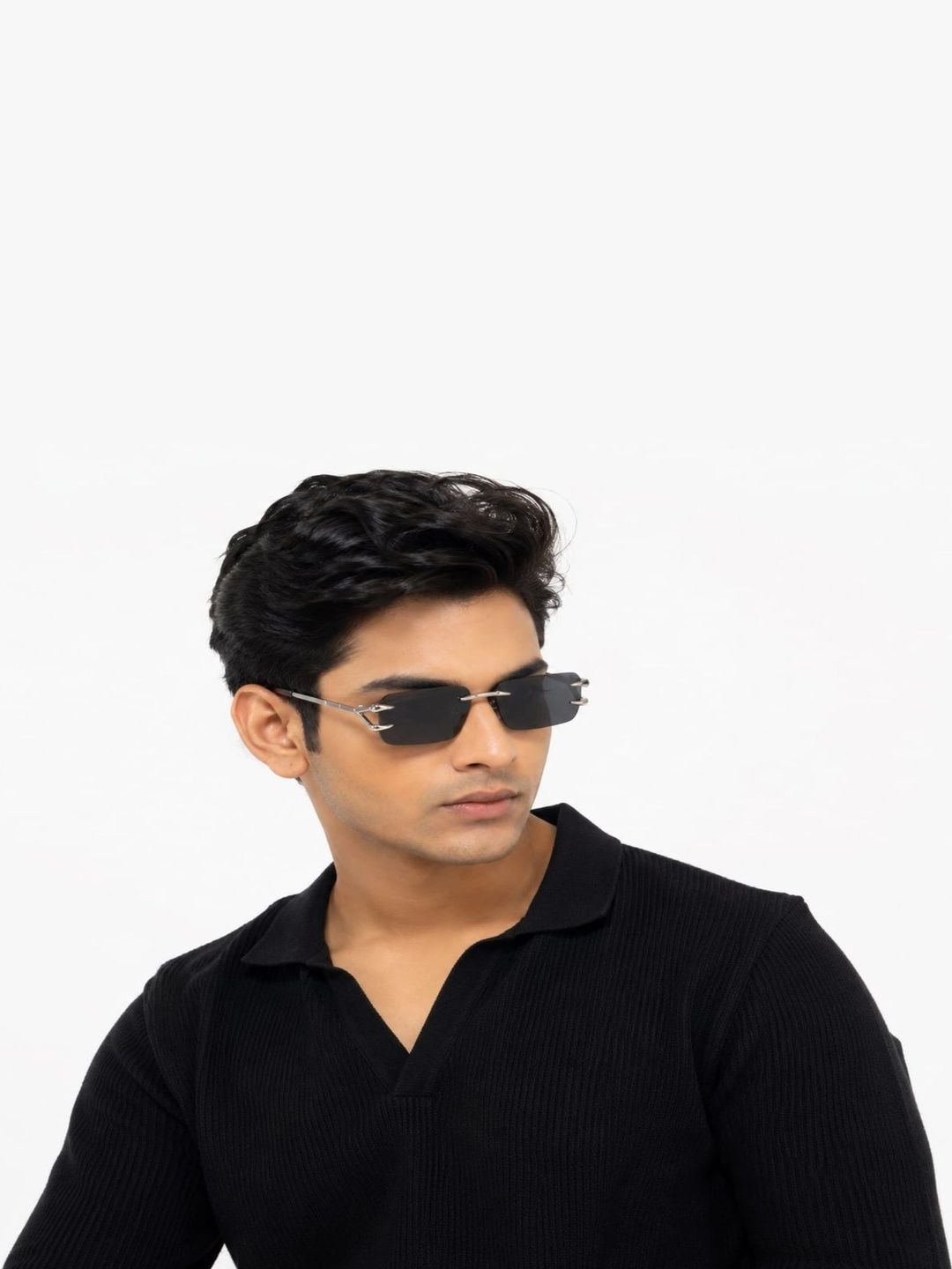 SPADEACES Unisex Black Lens & Silver-Toned Rectangle Sunglasses with-picture-16
