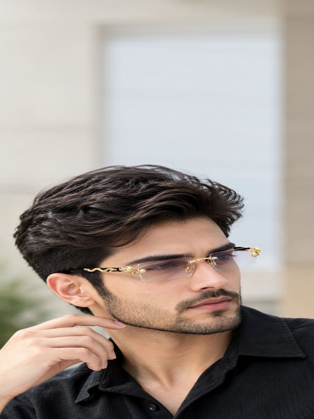 SPADEACES Unisex Clear Lens & Gold-Toned Rectangle Sunglasses with-picture-20