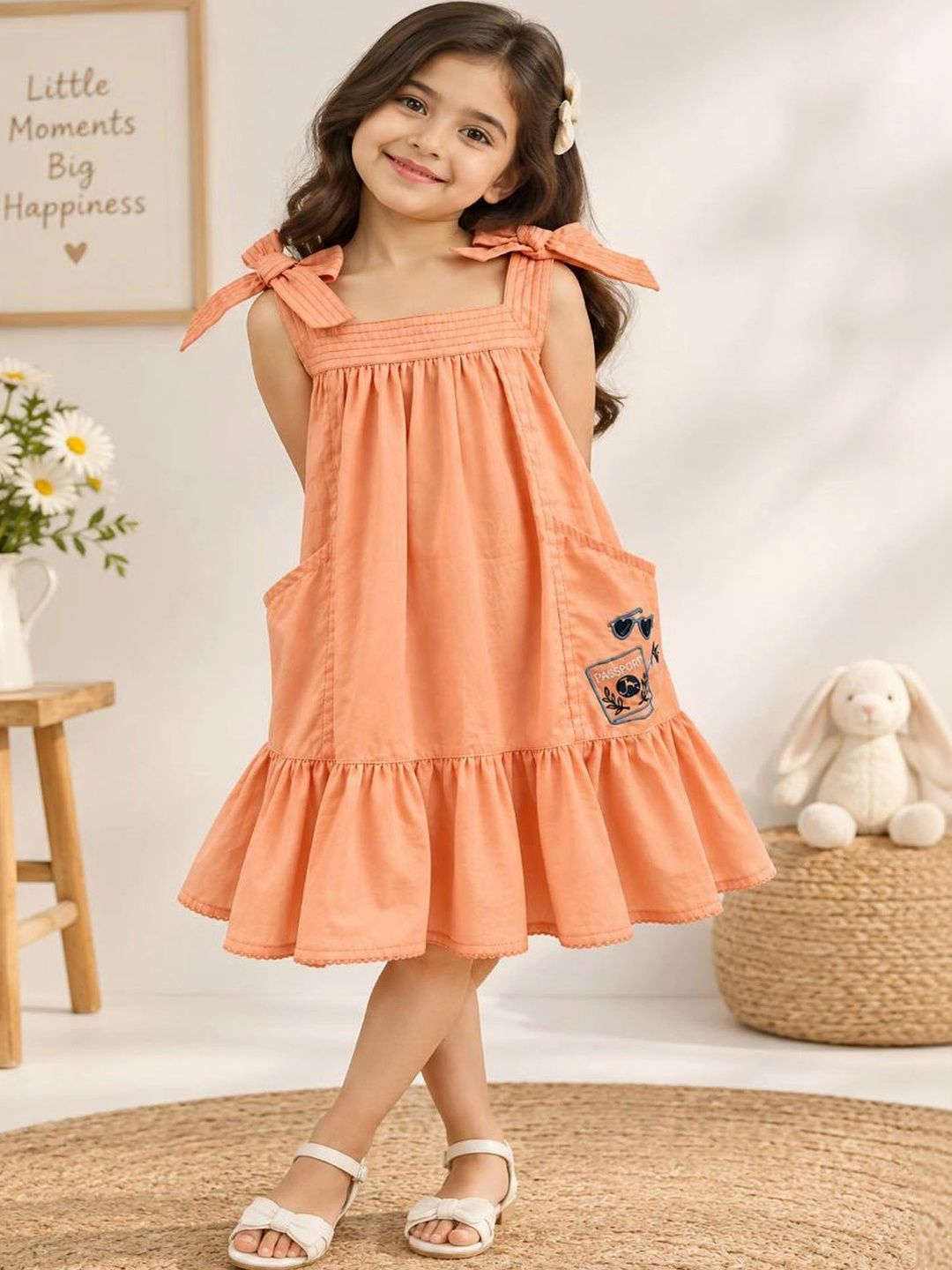 spunkies ruffled satin a-line dress