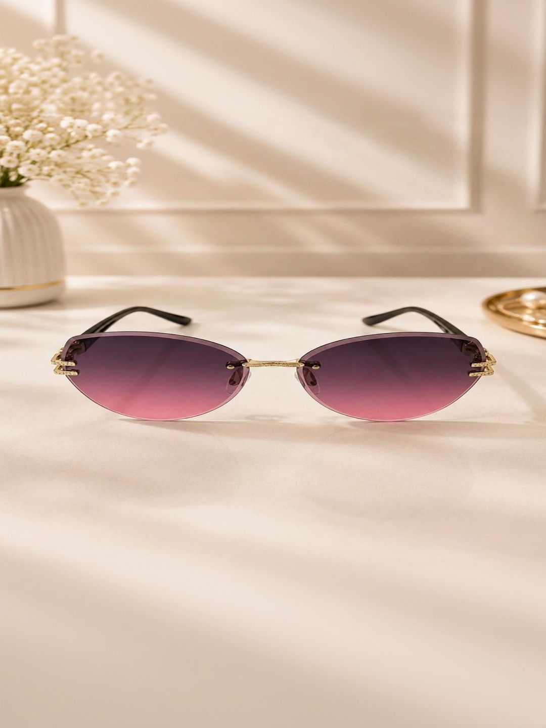 SPADEACES Unisex Purple Lens & Gold-Toned Butterfly Sunglasses with-picture-13