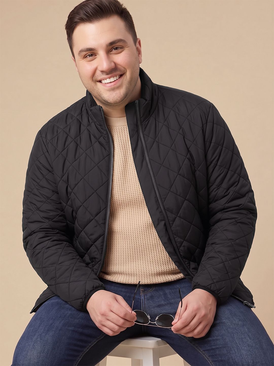Sztori Plus Size Mock Collar Quilted Jacket-picture-25
