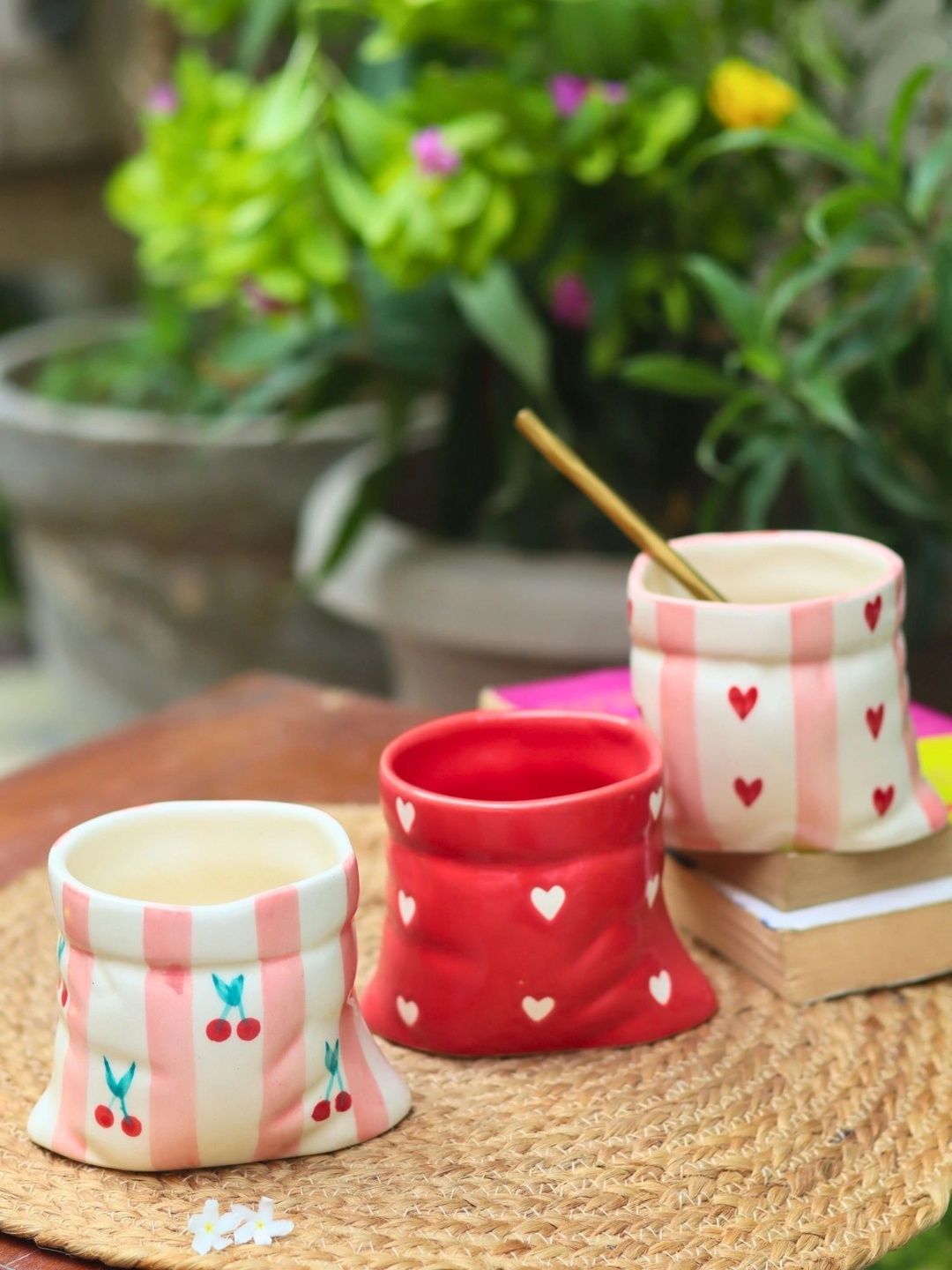 Myntra Elegant Homes Multicoloured Printed Ceramic Glossy Cups Set of Cups and Mugs-picture-43