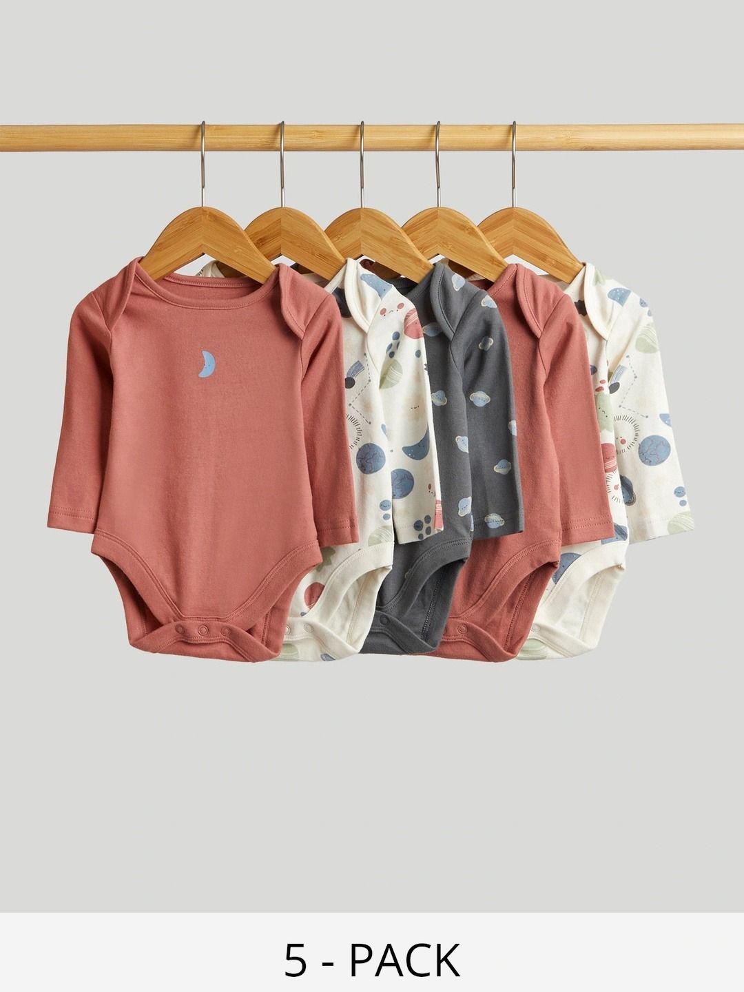 mothercare Infant Boys Pack of 5 Printed Round Neck Bodysuit-picture-39