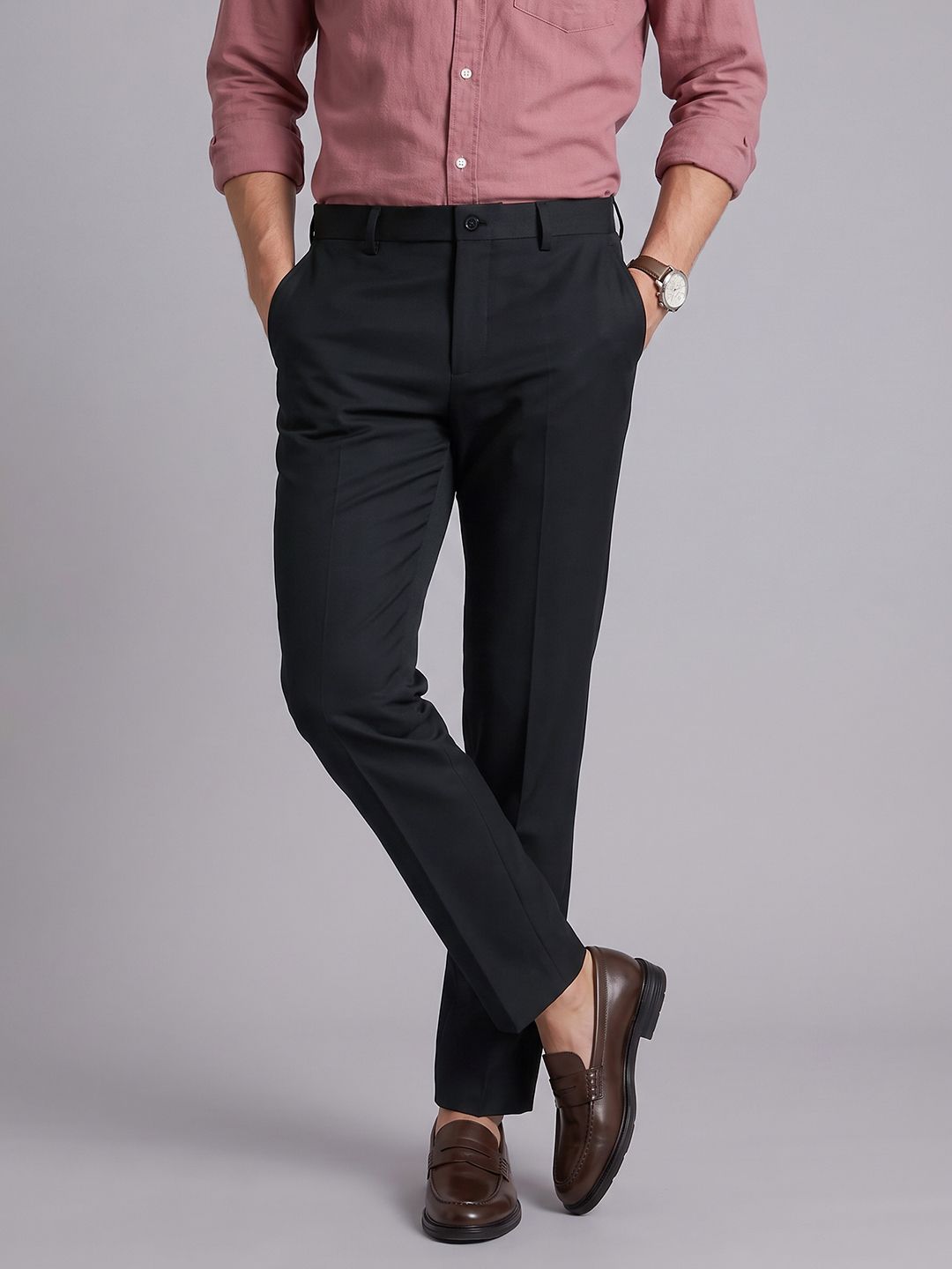 Blackberrys Men Slim Fit Formal Trousers-image-4