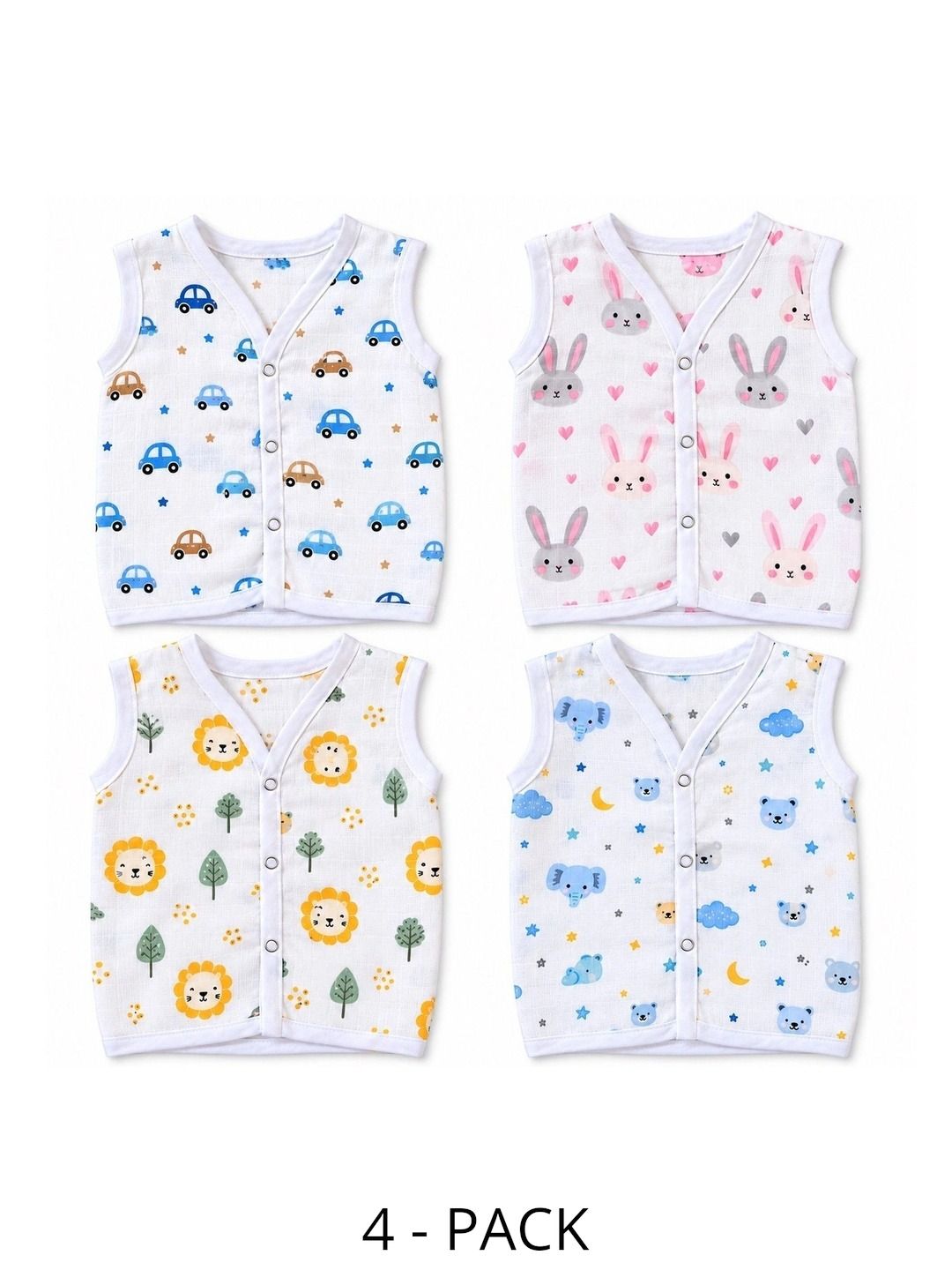 Little Dreams Grow with Style Pack of 4 Printed Assorted Cotton Jhabla-picture-13
