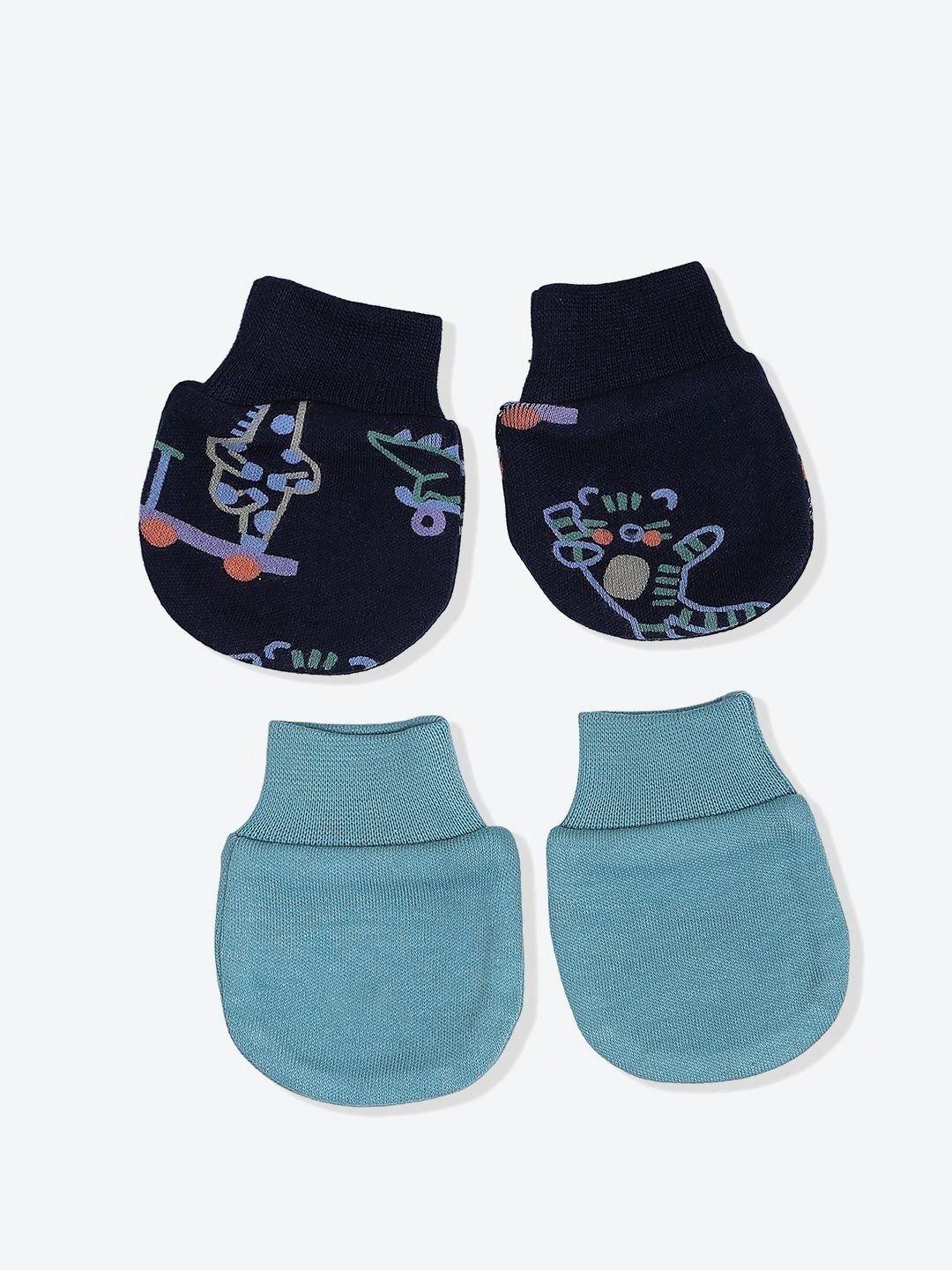 mothercare Boys Pack Of 2 Printed Pure Cotton Mittens-picture-33