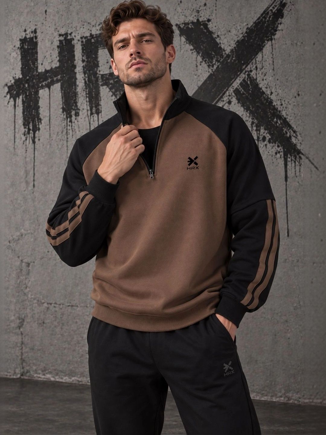 HRX by Hrithik Roshan Men Fleece Colourblocked Sweatshirt