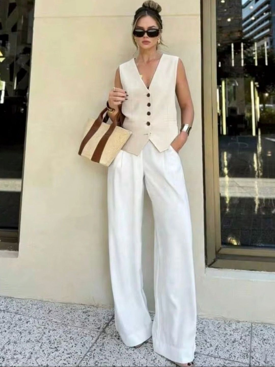 Next One V-Neck Woven Waistcoat-picture-3