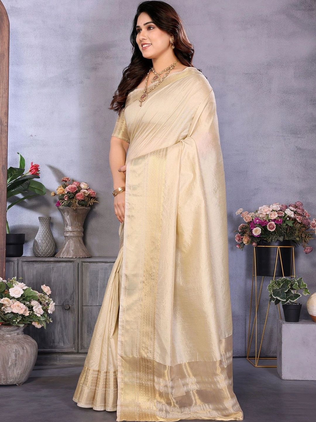 ANIRAV ANIRAV Zari Silk Cotton Saree