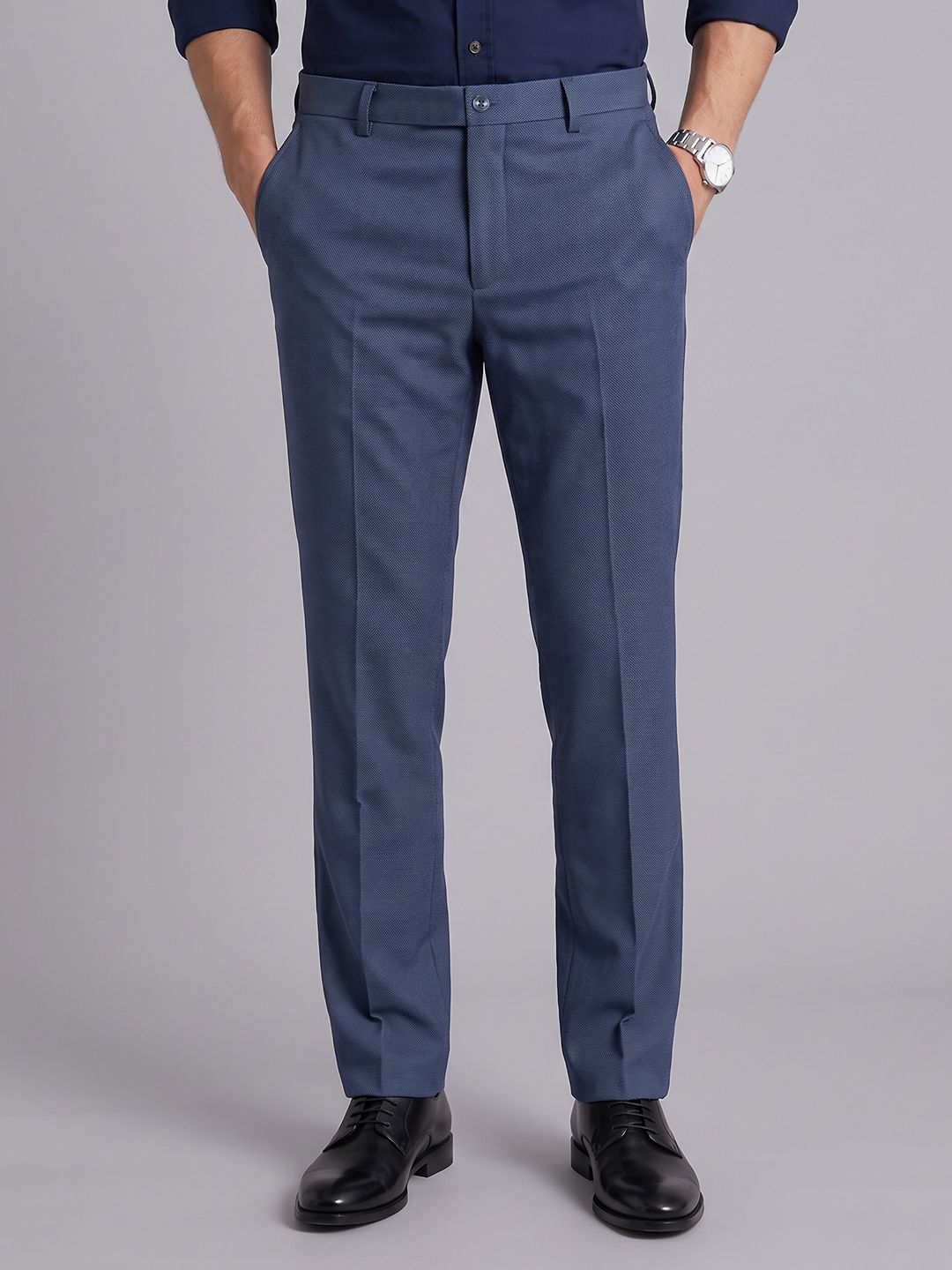 Blackberrys Men B95 Textured Slim Fit Trousers