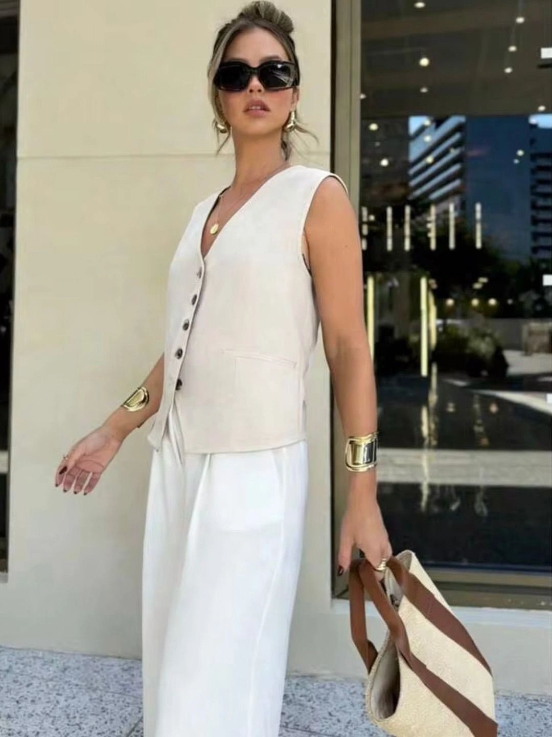 Next One V-Neck Woven Waistcoat-picture-26