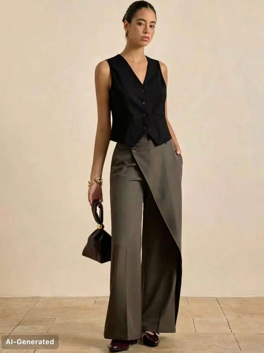 Next One V-Neck Woven Casual Waistcoat-picture-2