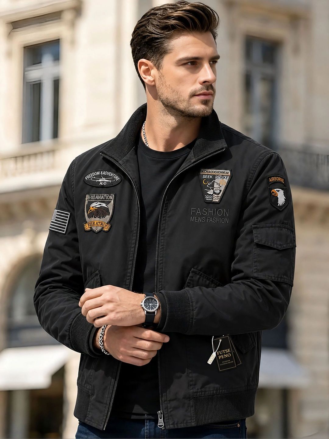 FUTSE PENO Men Outdoor Bomber Jacket