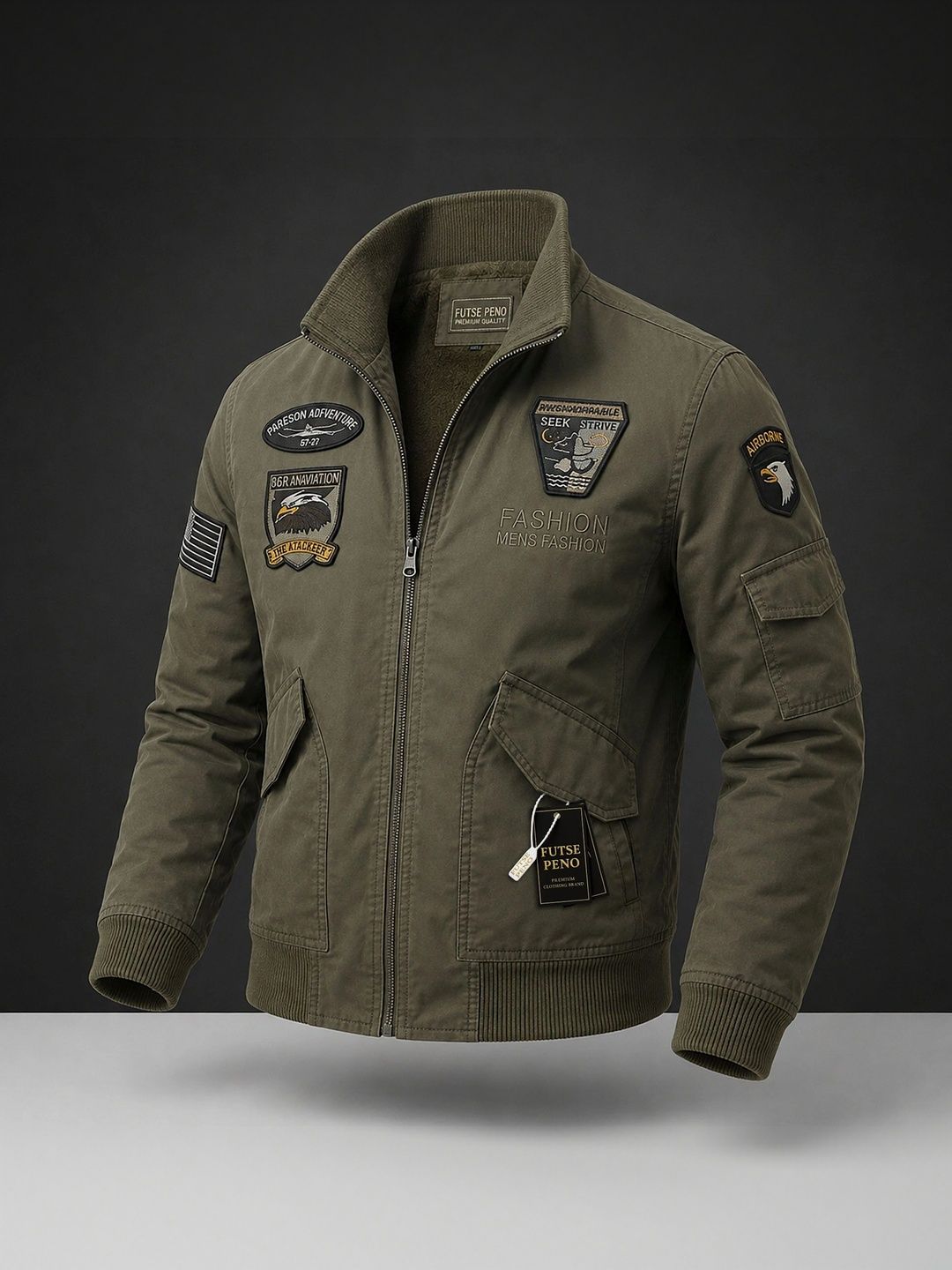 FUTSE PENO Men Insulator Outdoor Bomber with Patchwork Jacket