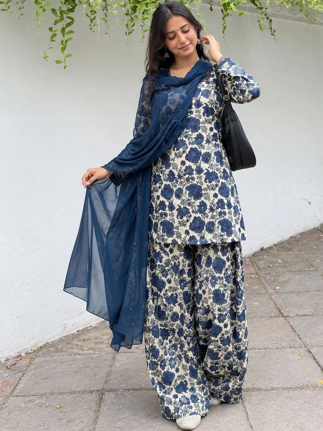 KALINI Women Floral Printed Regular Pure Cotton Kurta with Palazzos & Dupatta-picture-8