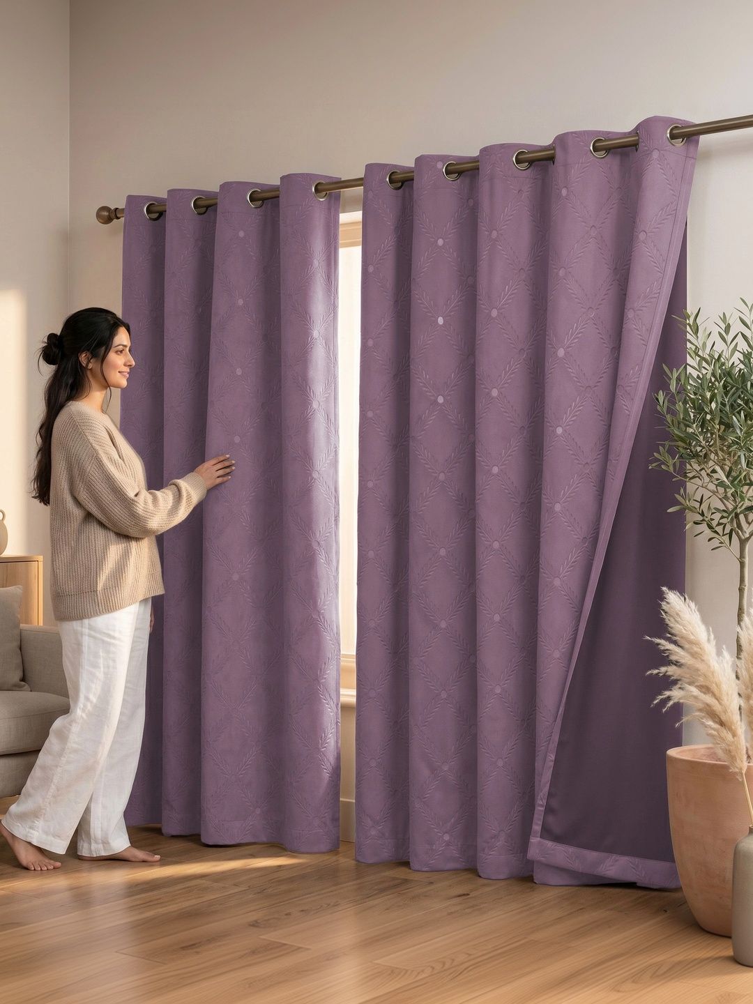 linenwalas happy sleeping lavender set of 2 black out door curtain