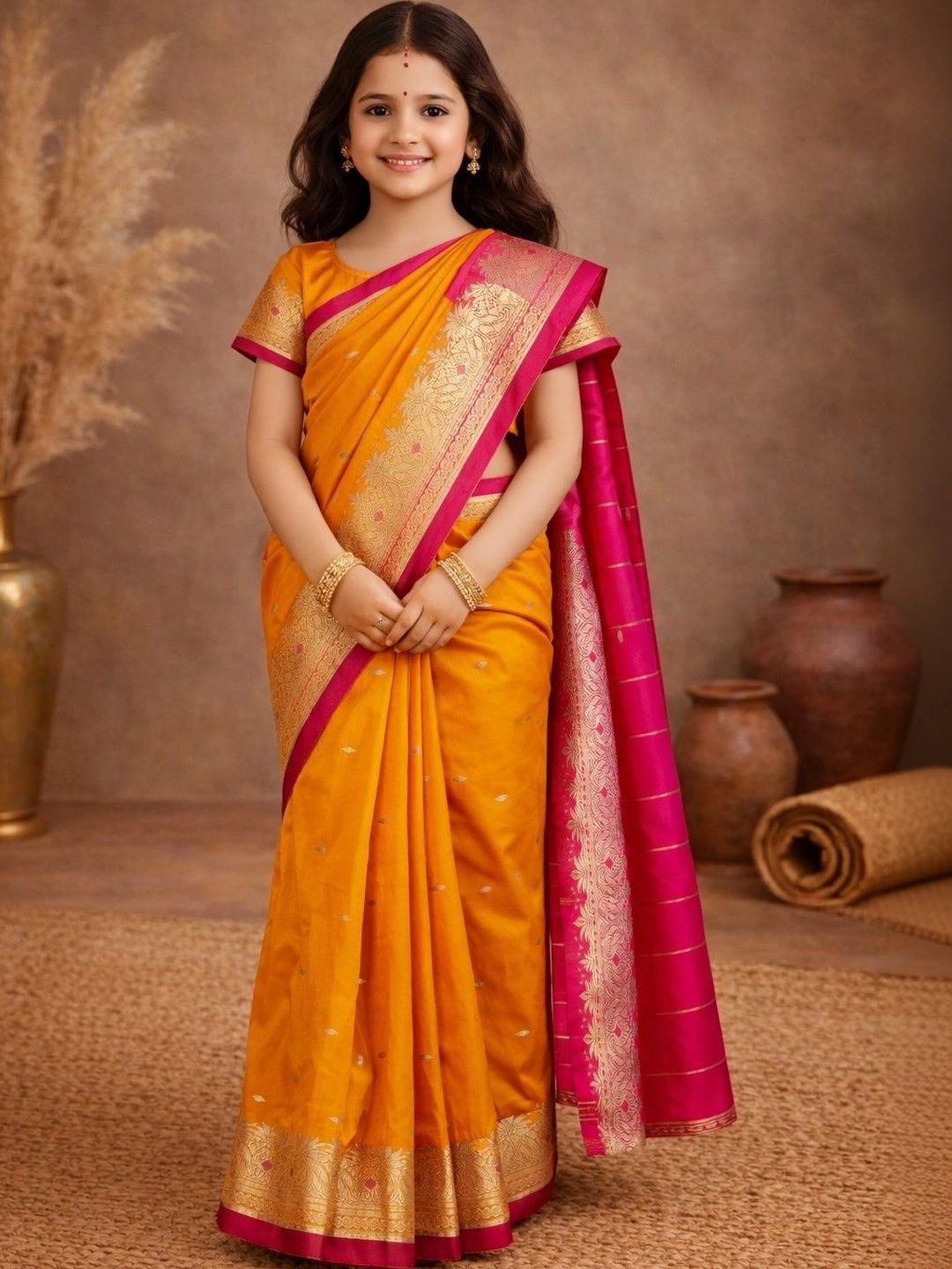 BAESD Zari Art Silk Dhoti Kanjeevaram Saree