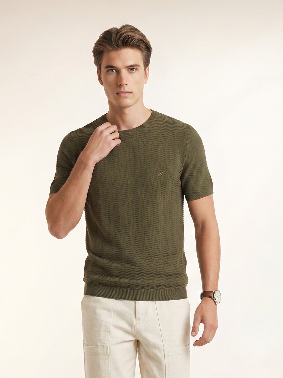 Nautica Textured Round Neck T-shirt-picture-21