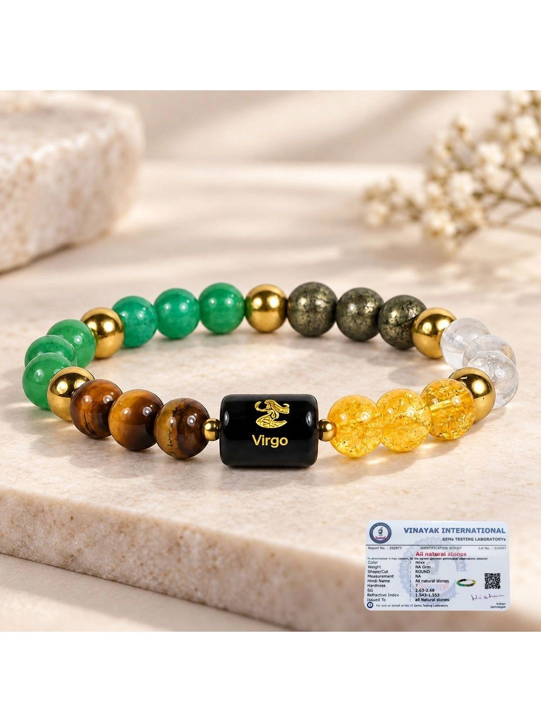 CRYSTU CRYSTU Dhan Yog Virgo Zodiac Money Magnet Crystal Bracelet for Wealth Prosperity & Luck