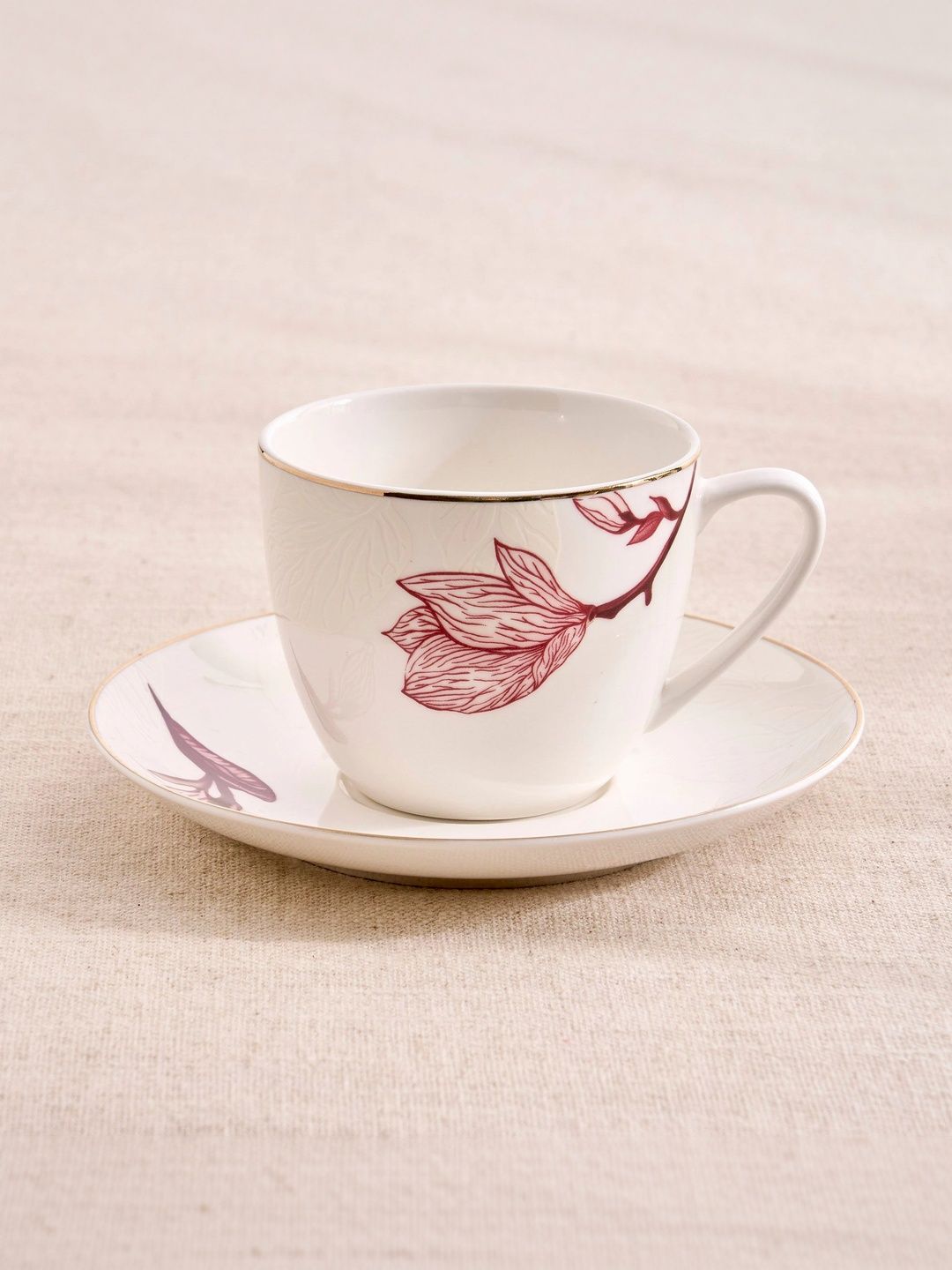 Home Centre White Floral Printed Porcelain Glossy Cups Set of Cups and Mugs-picture-28