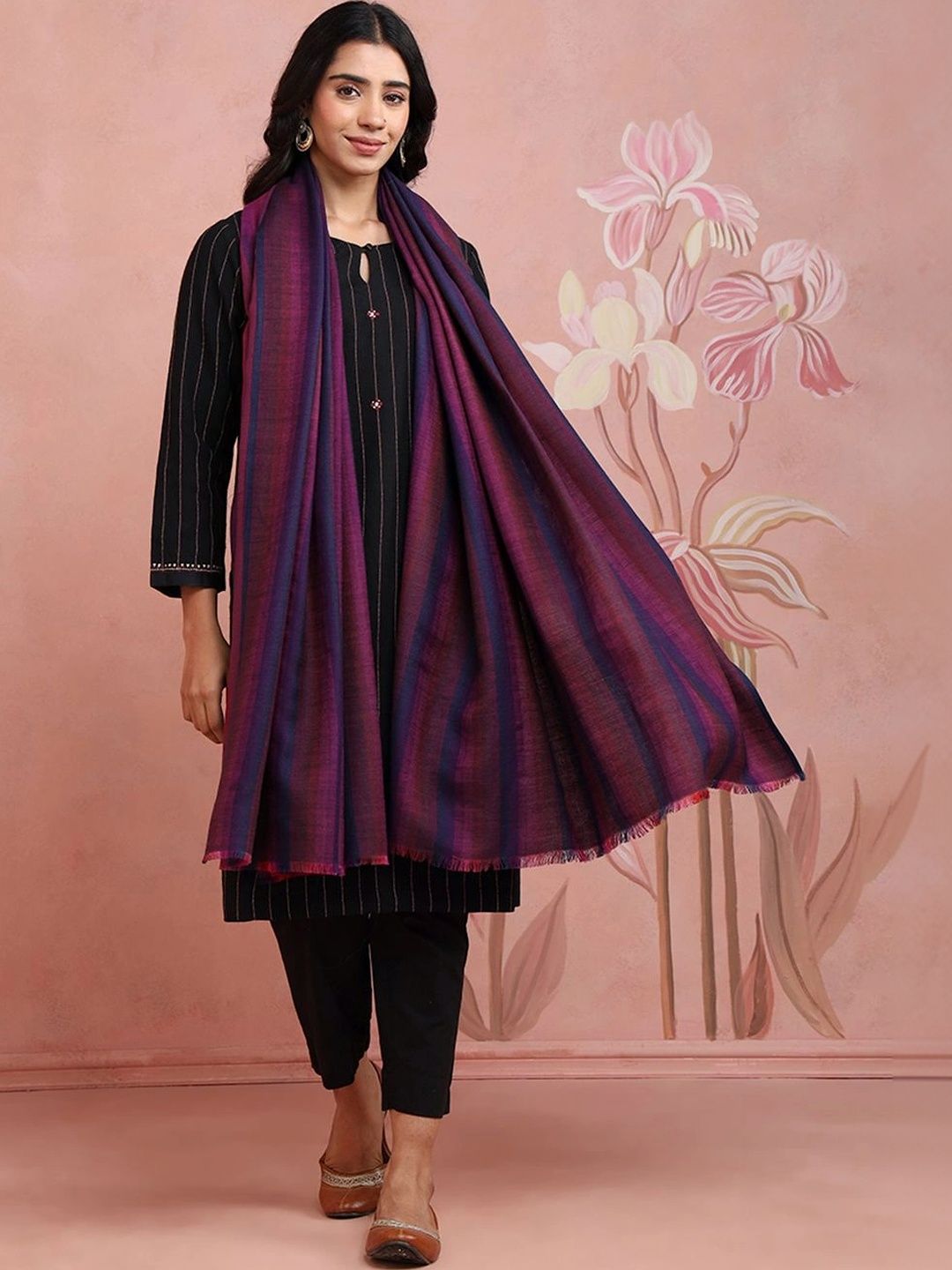 Fabindia Women Striped Woven Design Shawl-picture-33