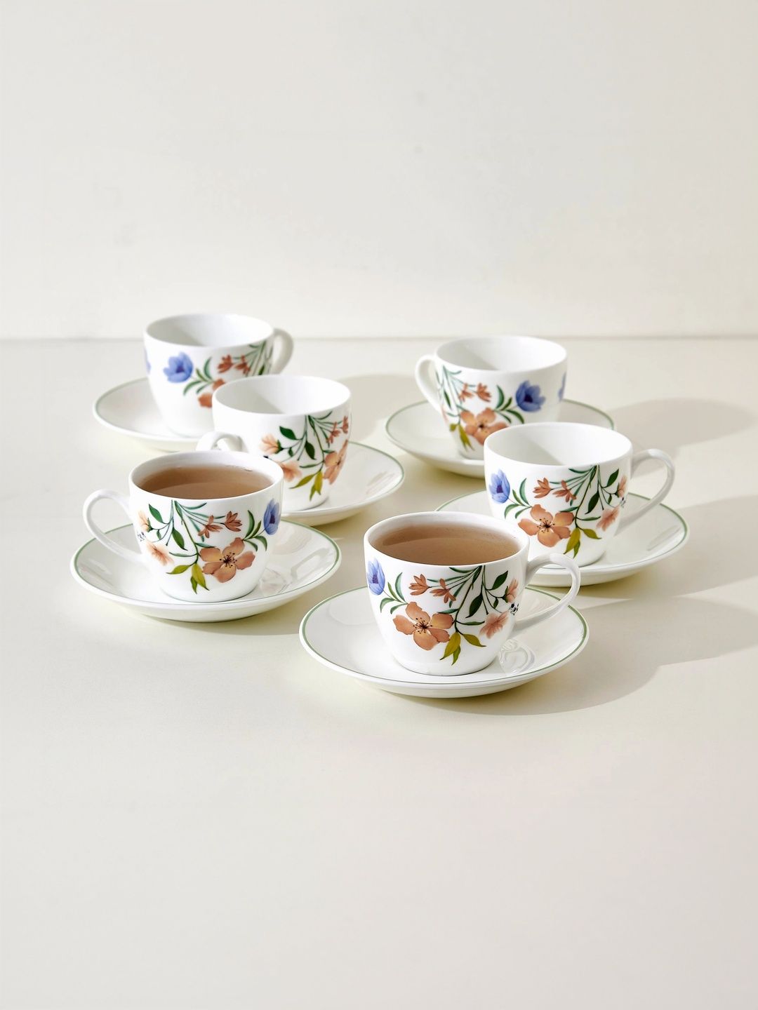 Home Centre Multicoloured Floral Printed Porcelain Glossy Cups Set of Cups and Mugs-picture-25