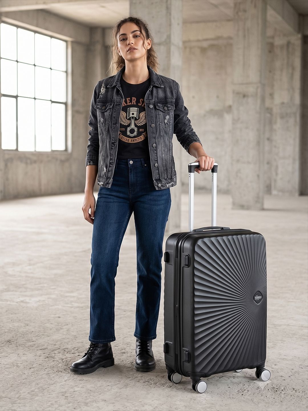 Roadster The Life Co. Textured Hard-Sided Cabin Trolley Bag 185L