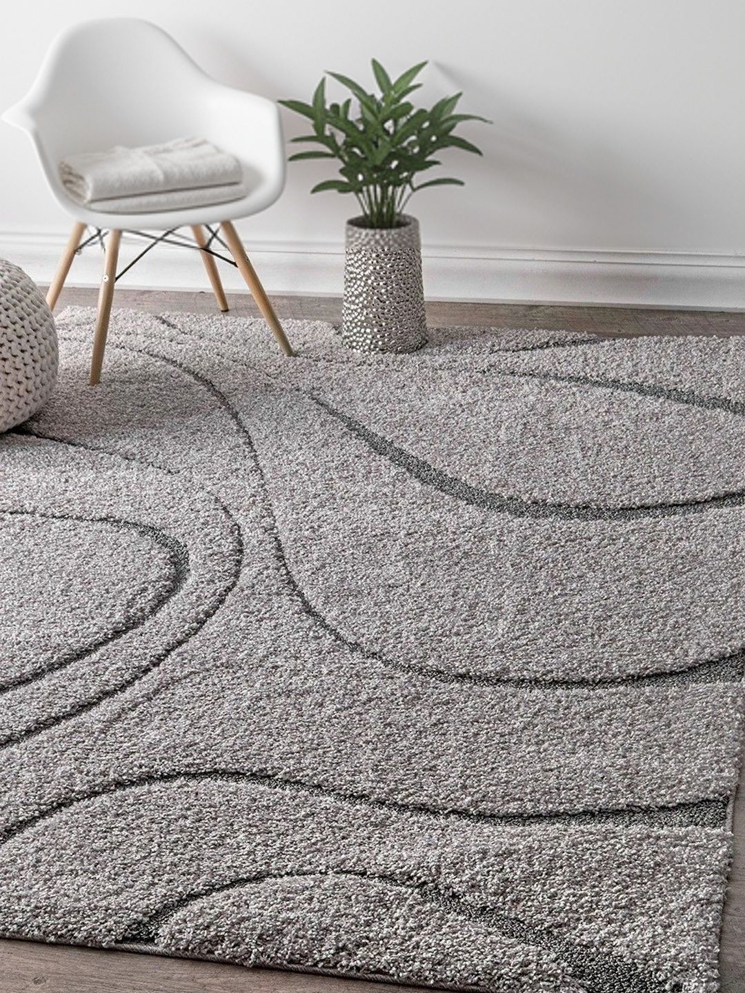 Acarpet Acarpet Grey Abstract Shaggy Polyester Carpet