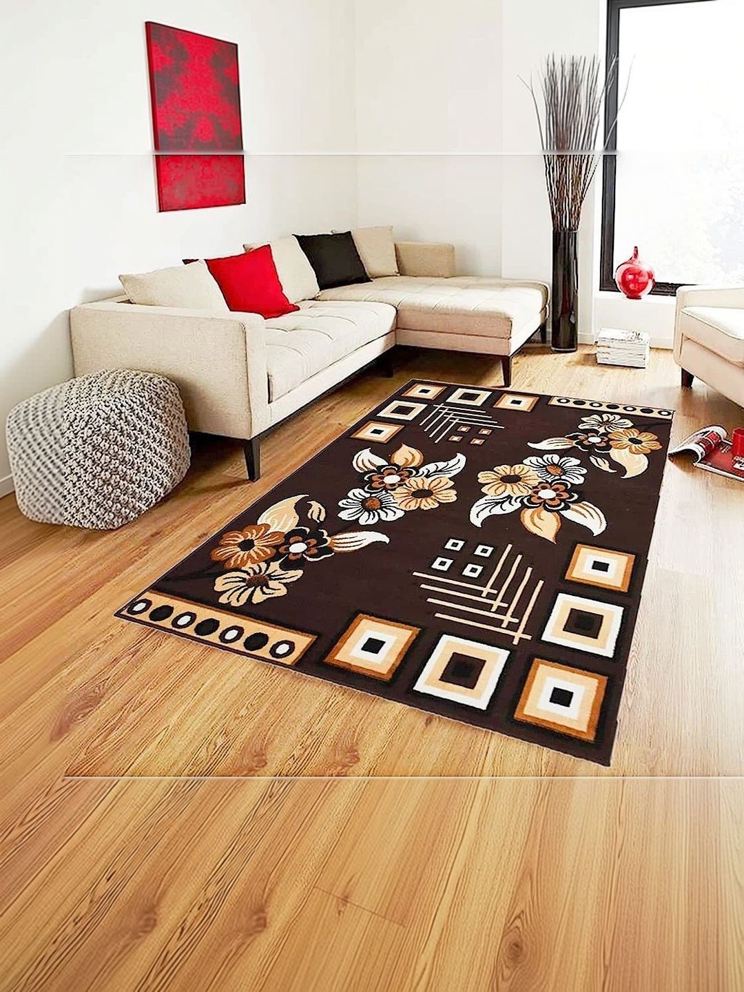 Acarpet Acarpet Brown Floral Polyester Carpet