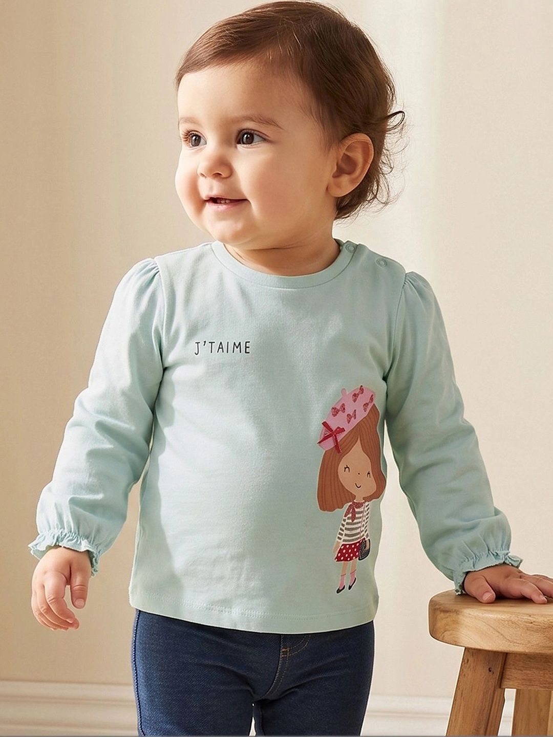 Juniors by Babyshop Juniors by Babyshop Print Puff Sleeve Cotton Top