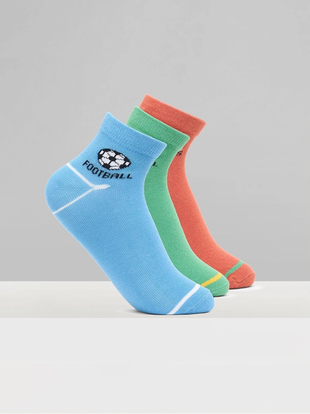 Pantaloons Junior Boys Pack of 3 Cotton Blend Assorted Patterned Ankle Length Socks-picture-34