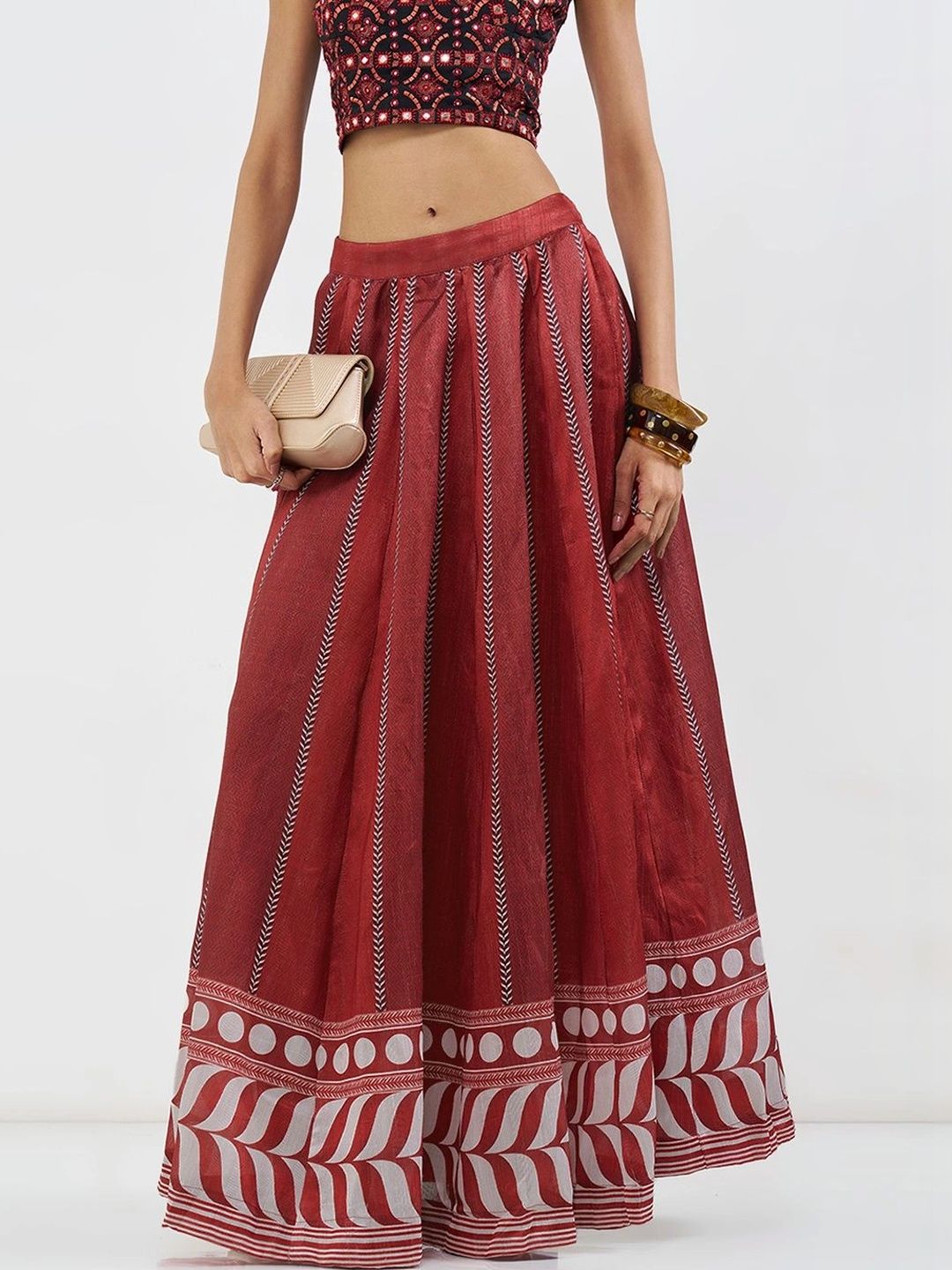 AKKRITI BY PANTALOONS Women Geometric Maxi Flared Skirt-picture-11