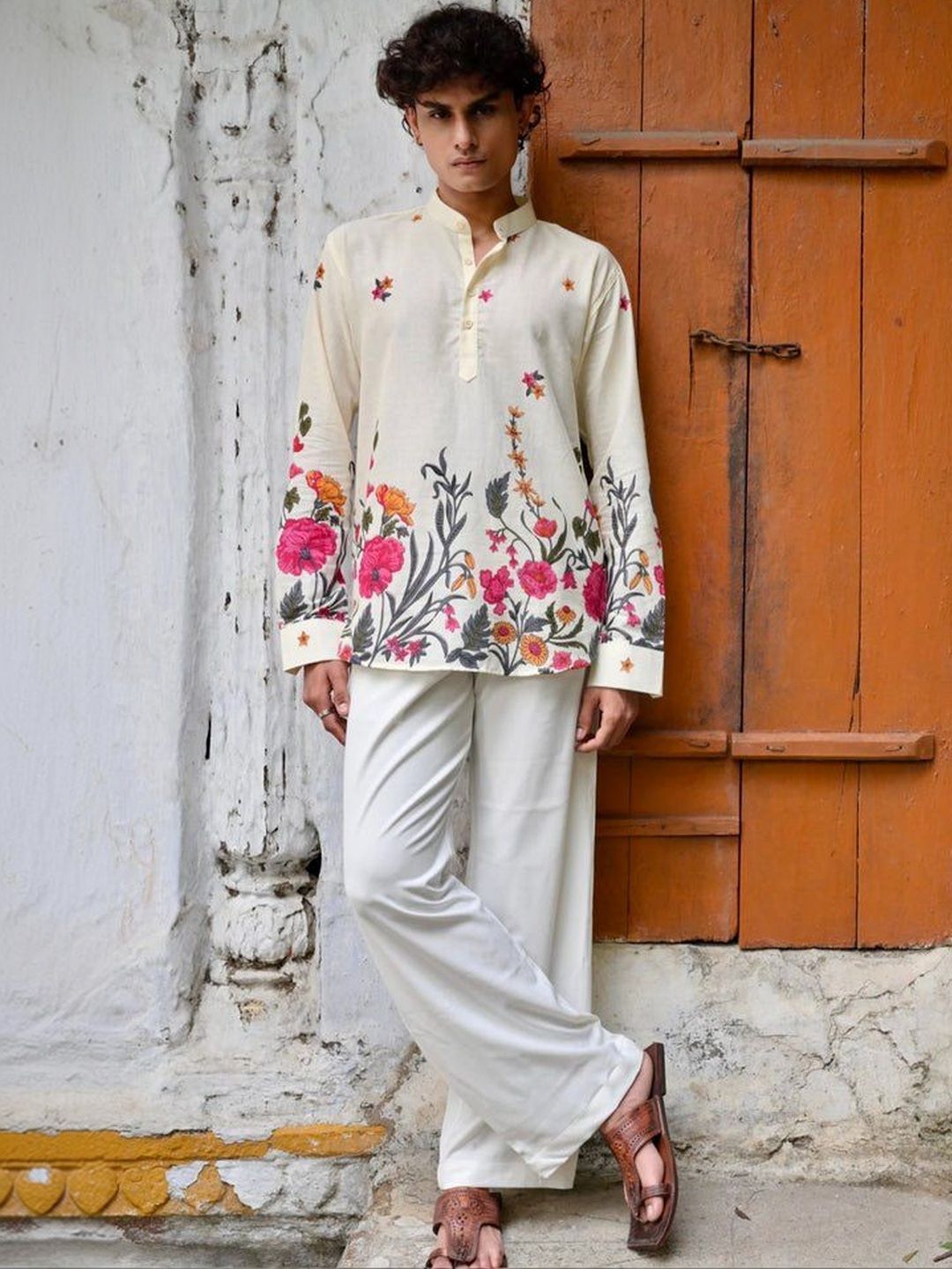 Hues Fab Men Floral Printed Floral Kurta